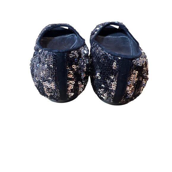 J. Crew Collection Starling Peep Toe flats black sequins slip on size 9.5 - Picture 4 of 6